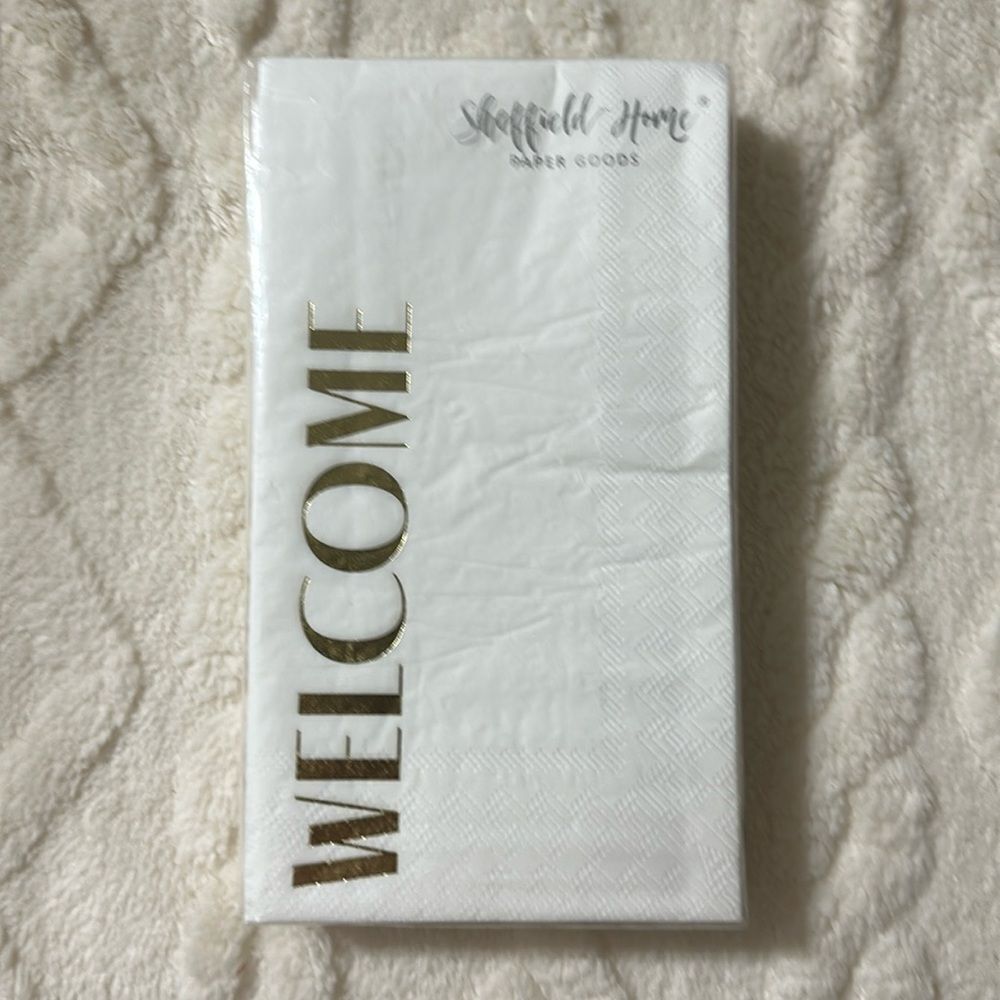 Sheffield Home WELCOME White Gold Guest Paper Towel Napkins 32 Count